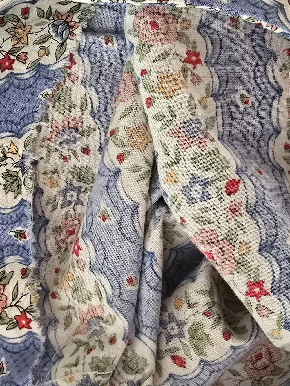 Cottagecore Vintage Blue Calico Floral Stripe Shift Dress Prairie Mod 70s - Picture 7 of 10